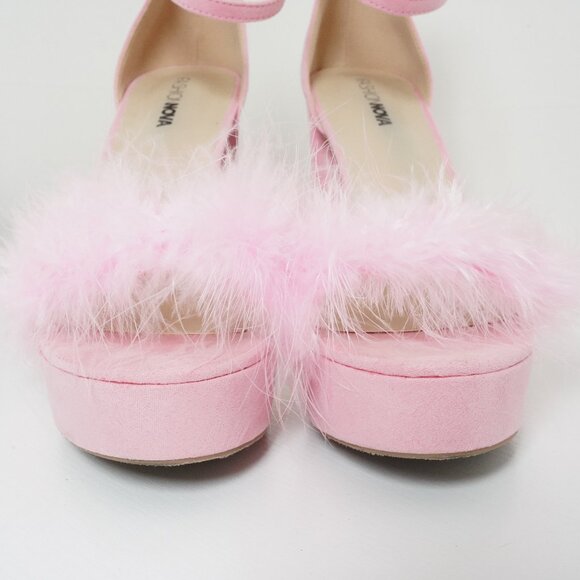 Pink Feather Block Heels – Size 9 - Picture 3 of 6